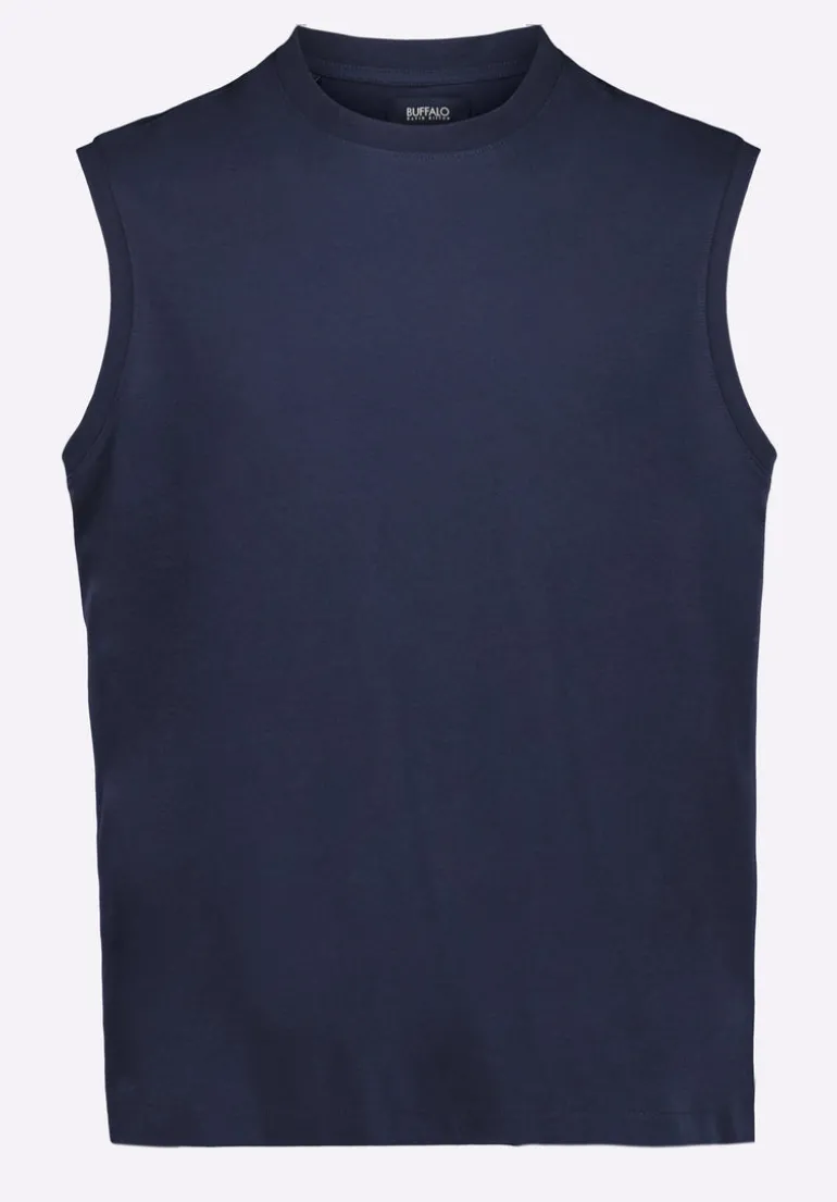 Kingster Men's Sleeveless Crew Neck Relaxed Fit Jersey Tank Top, Midnight Blue - BM24601