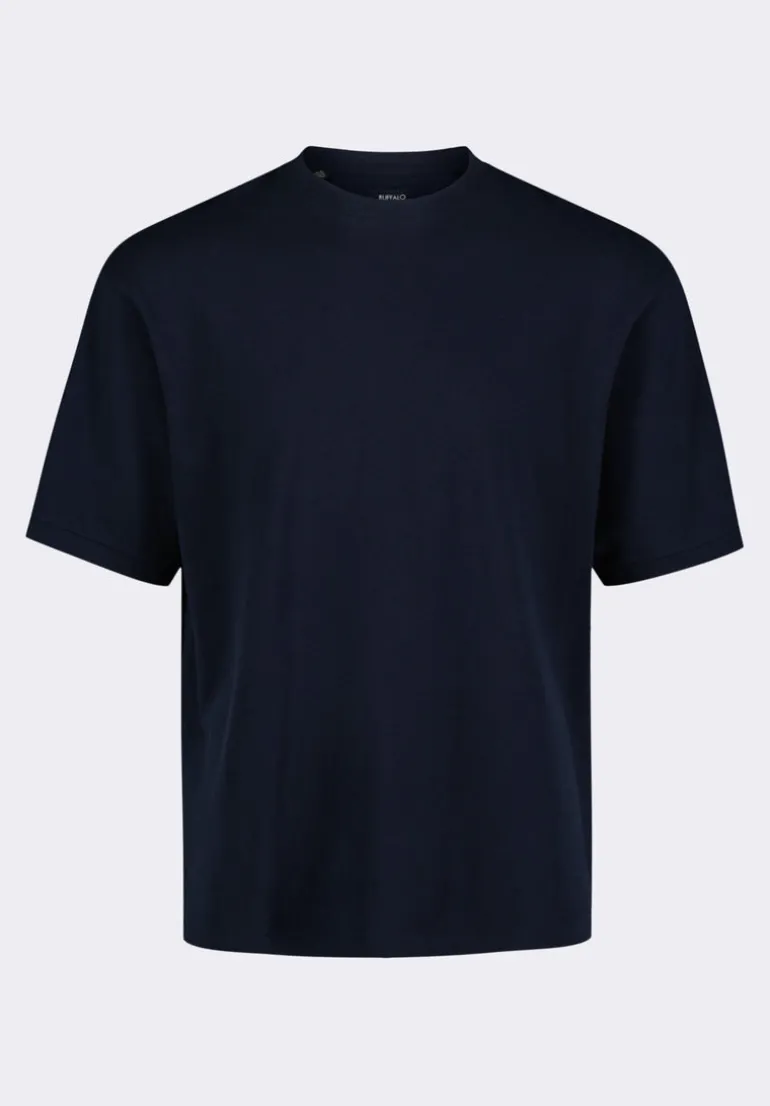 Kinsley Men's Piqué Crew Neck Relaxed T-Shirt, Midnight Blue - BM24609