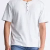 Kitfom Men's Short-Sleeve Henley Top, Heather Grey - BM24519