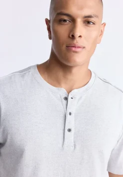 Kitfom Men's Short-Sleeve Henley Top, Heather Grey - BM24519