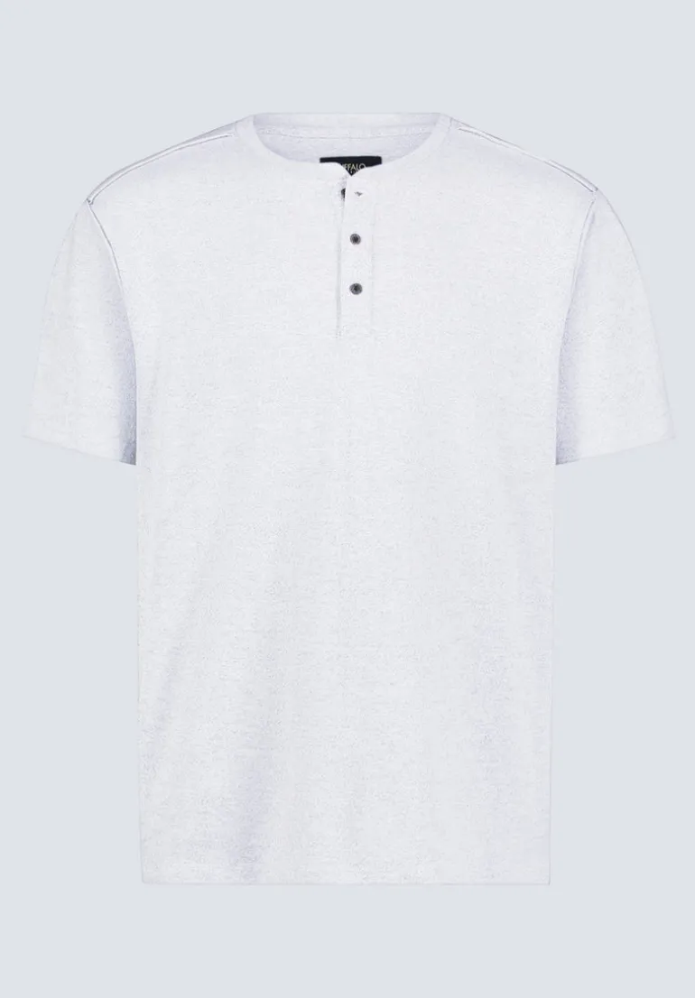 Kitfom Men's Short-Sleeve Henley Top, Heather Grey - BM24519