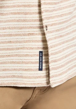 Koddy Men's Short-Sleeve Striped Jersey Button-Up Relaxed Fit Shirt, Woodsmoke Beige - BM24599