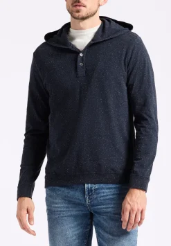Kolder Men's Relaxed Fit Hooded Henley Top, Whale - BM24544