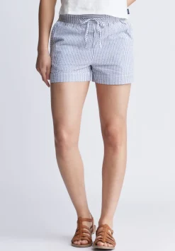 Ludovica Women's Seersuck Shorts, Blue Stripes - WB0006S