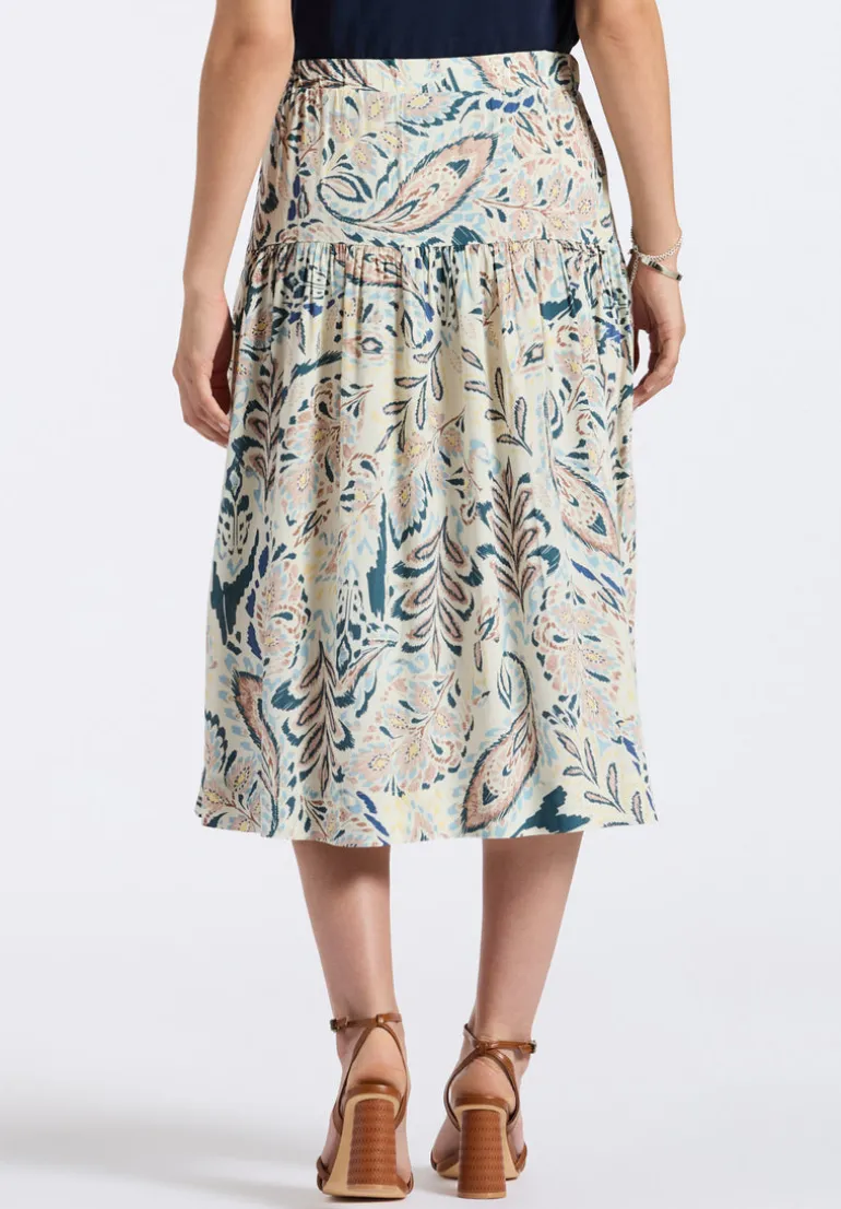 Lupita Women's Floral Print Tiered Midi Skirt, Paisley - WS0016P
