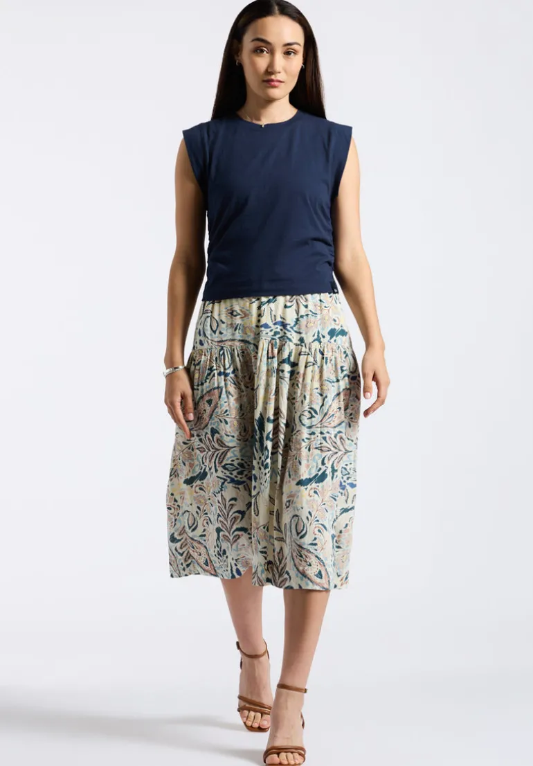 Lupita Women's Floral Print Tiered Midi Skirt, Paisley - WS0016P
