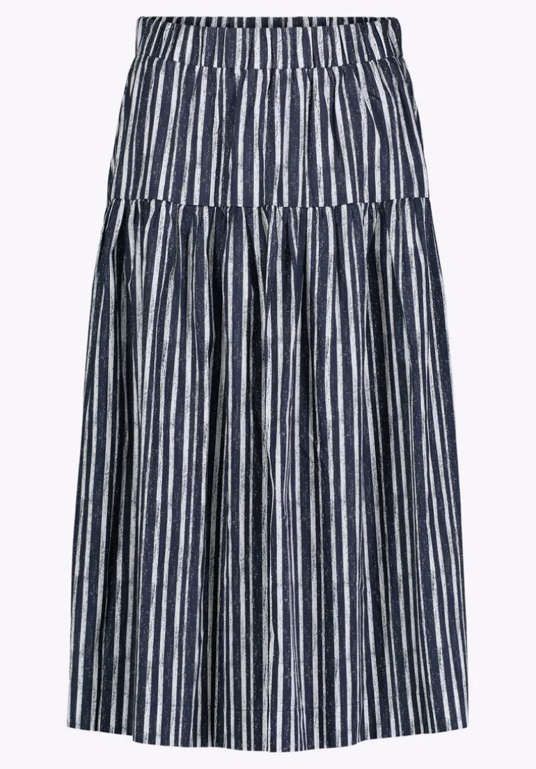 Lupita Women's Striped Tiered Midi Skirt, Mood Indigo - WS0014P