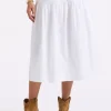 Lupita Women's Tiered Midi Skirt, White - WS0015P