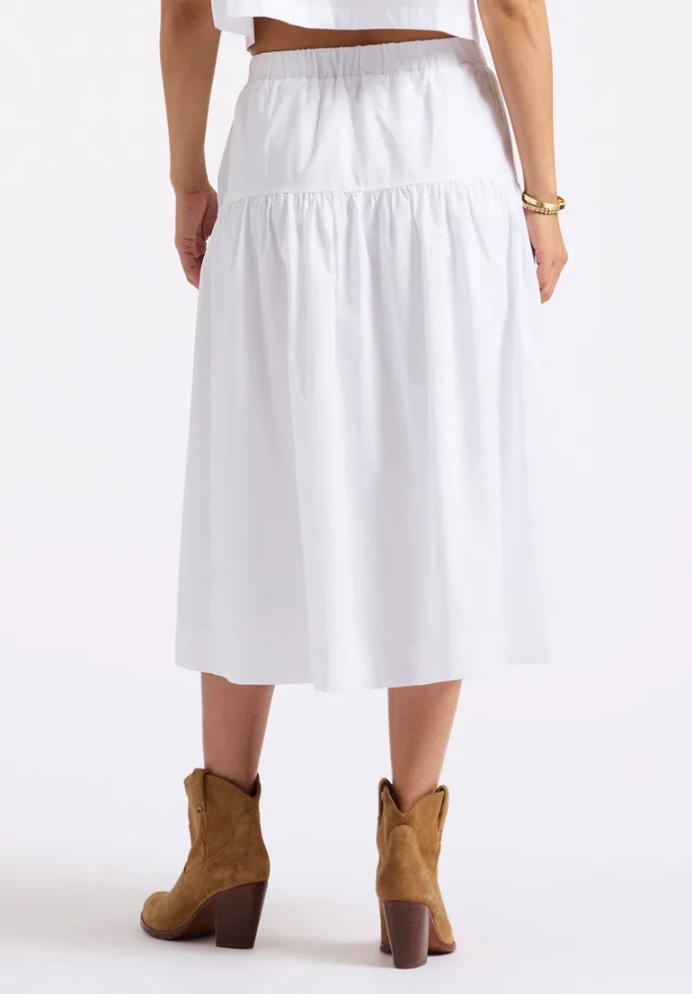 Lupita Women's Tiered Midi Skirt, White - WS0015P