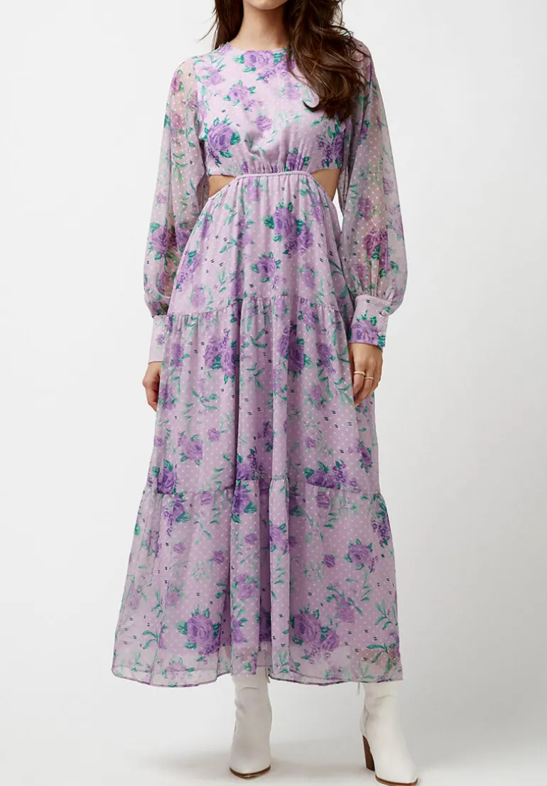 Marceline Women's Cut Out & Tiered Dress in Purple Floral - WD0531P