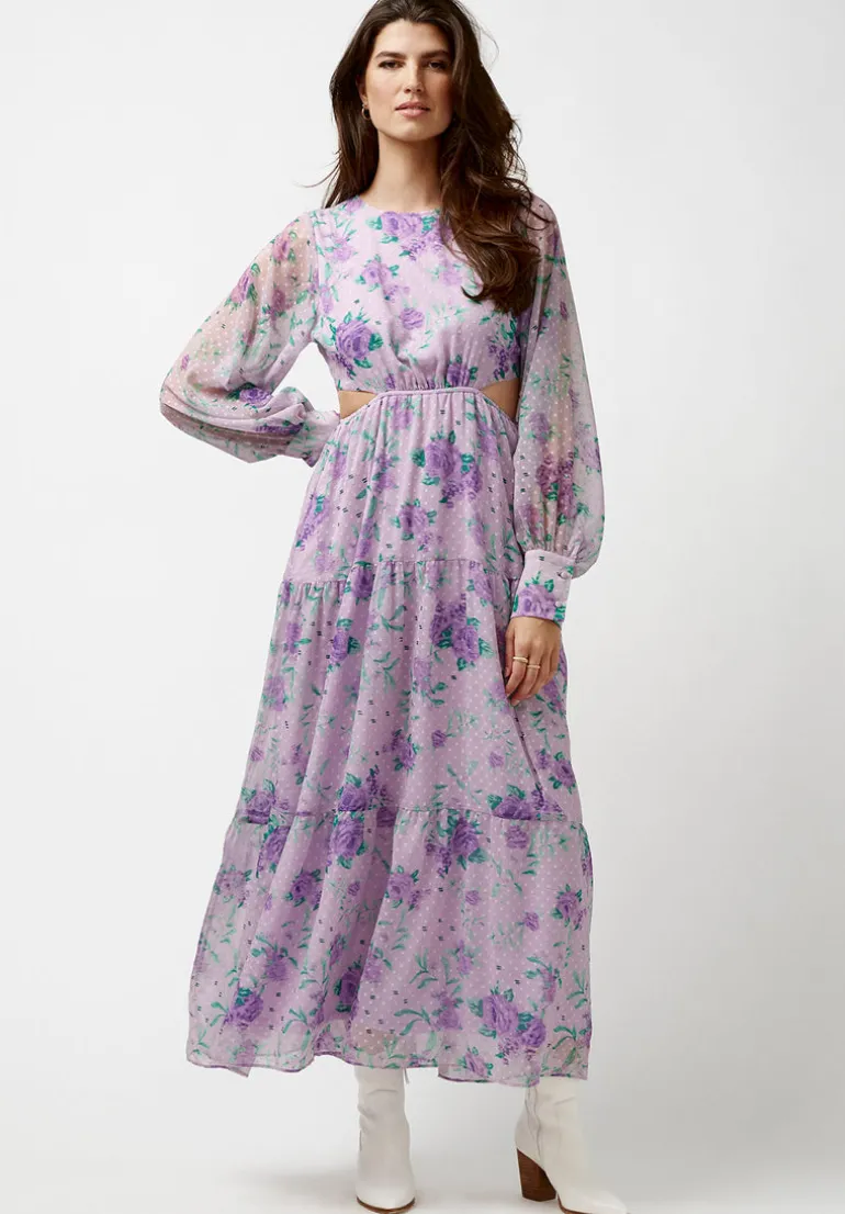 Marceline Women's Cut Out & Tiered Dress in Purple Floral - WD0531P