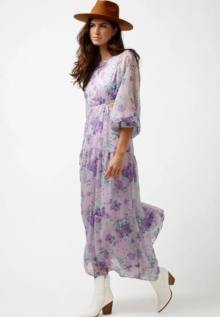 Marceline Women's Cut Out & Tiered Dress in Purple Floral - WD0531P