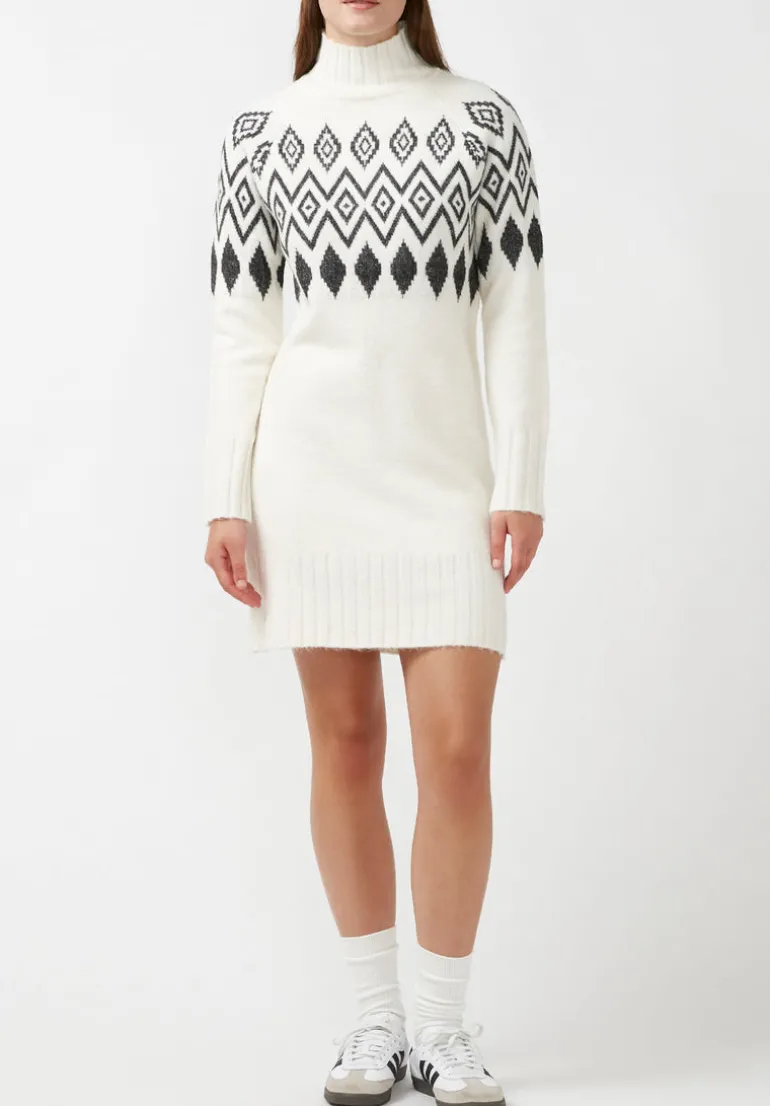 Massima Women's Long Sleeve Mock Neck Sweater Dress in Ivory - SD0001H