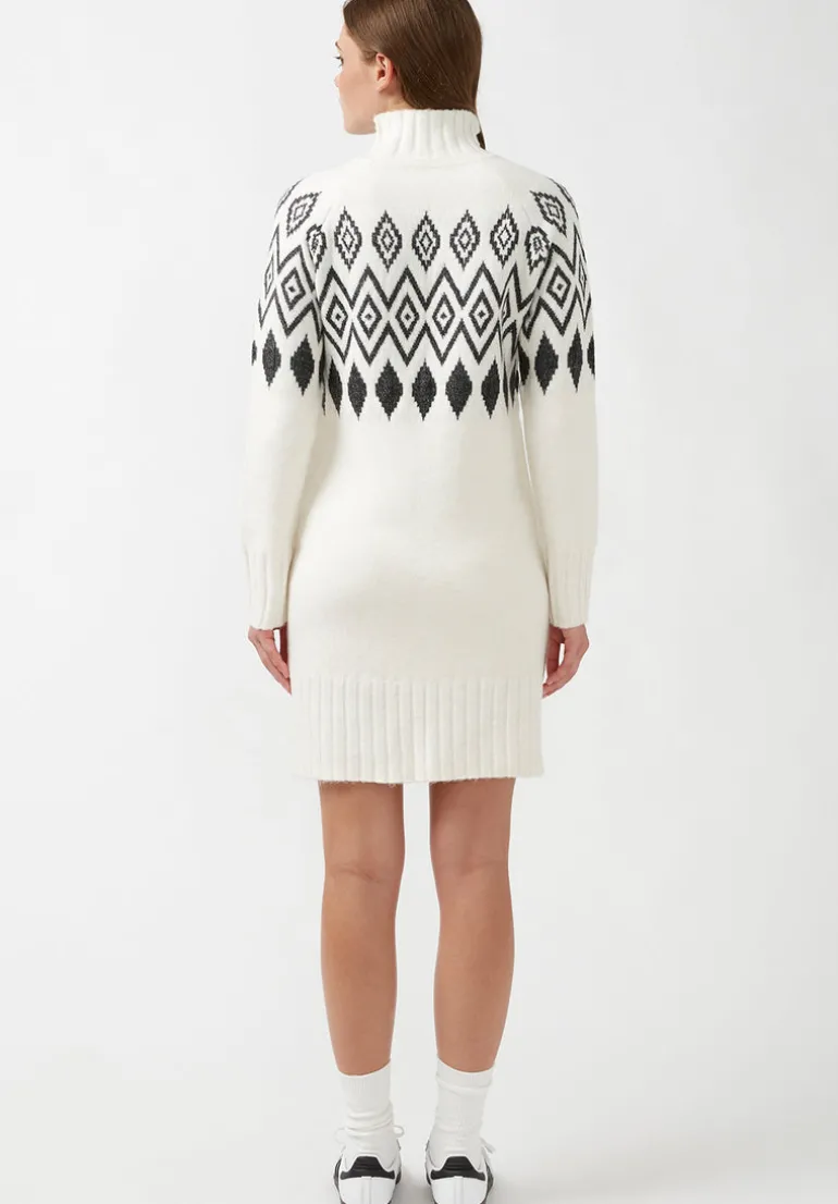Massima Women's Long Sleeve Mock Neck Sweater Dress in Ivory - SD0001H