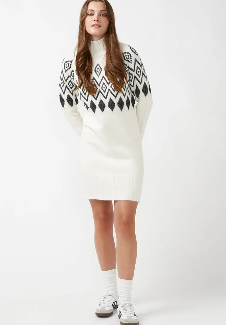 Massima Women's Long Sleeve Mock Neck Sweater Dress in Ivory - SD0001H