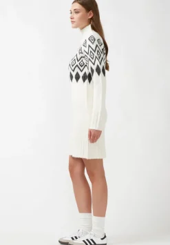 Massima Women's Long Sleeve Mock Neck Sweater Dress in Ivory - SD0001H