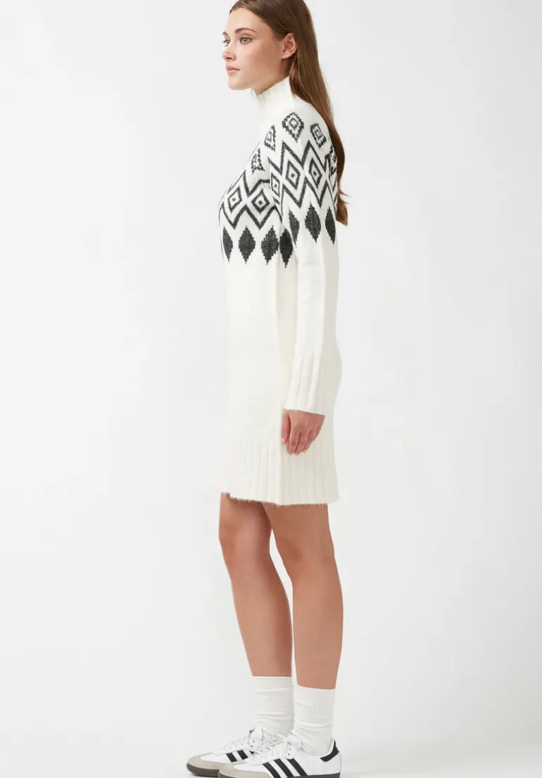 Massima Women's Long Sleeve Mock Neck Sweater Dress in Ivory - SD0001H