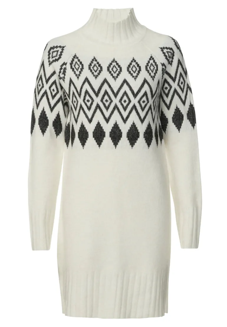 Massima Women's Long Sleeve Mock Neck Sweater Dress in Ivory - SD0001H