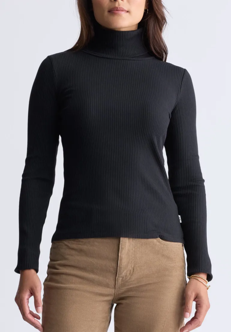Mavra Women's Ribbed Turtleneck Top, Black - KT0164H