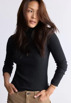 Mavra Women's Ribbed Turtleneck Top, Black - KT0164H