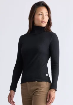 Mavra Women's Ribbed Turtleneck Top, Black - KT0164H