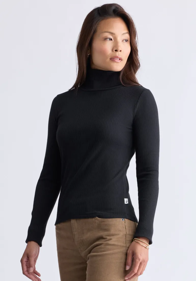 Mavra Women's Ribbed Turtleneck Top, Black - KT0164H