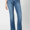 Mid Rise Bootcut Queen Women's Jeans in Whiskered and Sanded Blue - BL15831