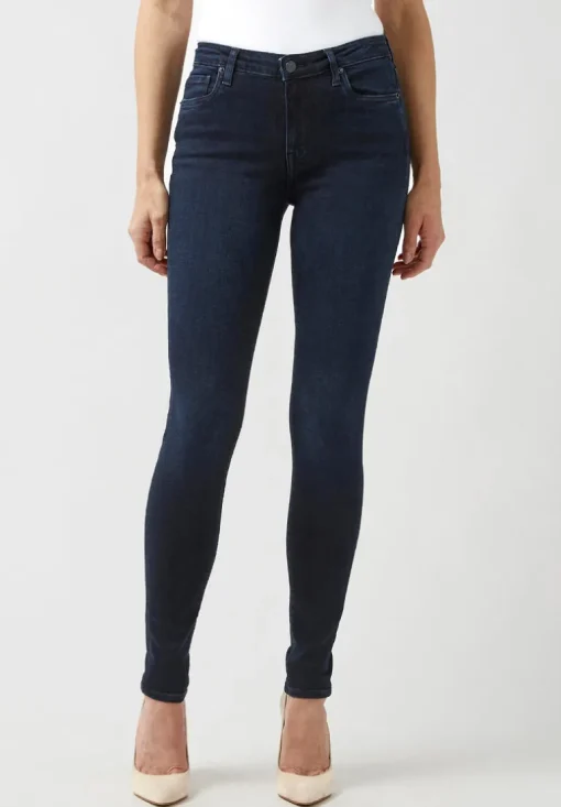 Mid Rise Skinny Alexa Women's Jeans in Rinsed Dark Blue Rinsed - BL15670