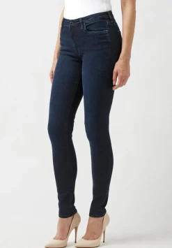 Mid Rise Skinny Alexa Women's Jeans in Rinsed Dark Blue Rinsed - BL15670