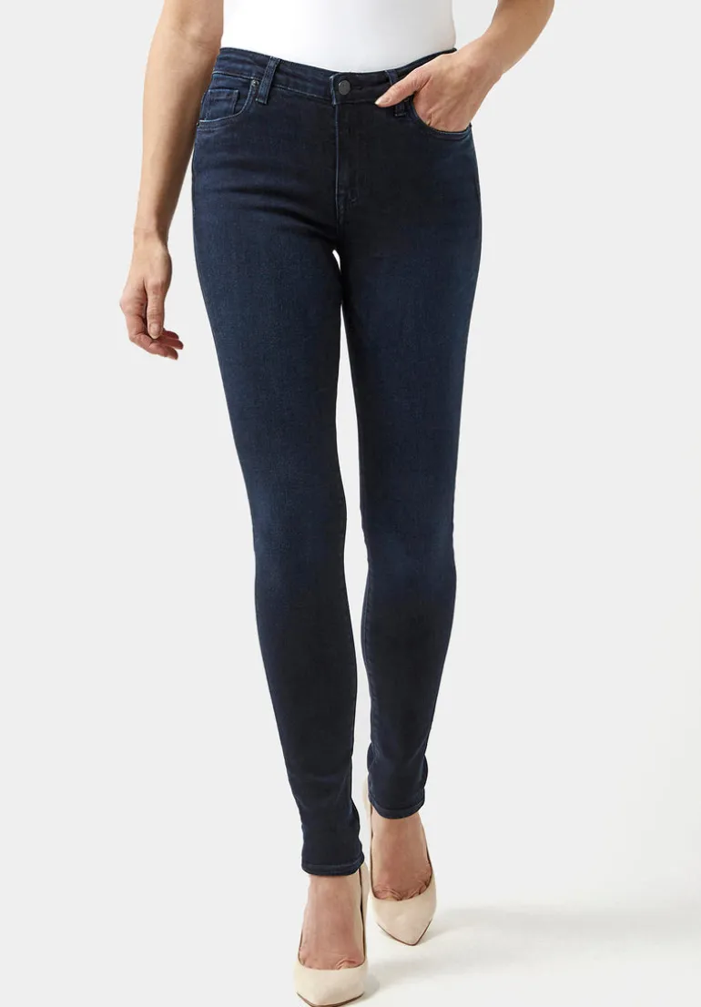 Mid Rise Skinny Alexa Women's Jeans in Rinsed Dark Blue Rinsed - BL15670