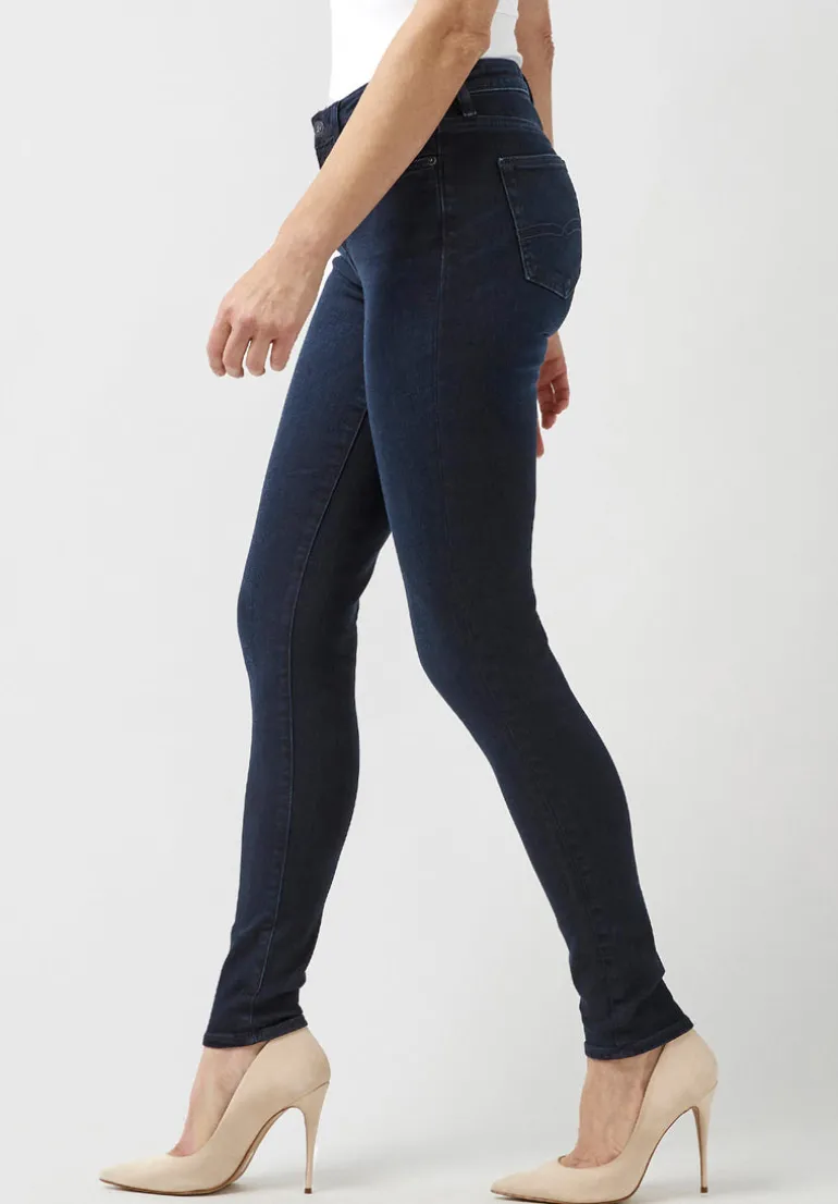 Mid Rise Skinny Alexa Women's Jeans in Rinsed Dark Blue Rinsed - BL15670