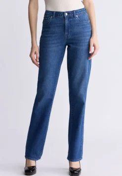 Mid Rise Straight Mary Women's Jeans, Contrasting Indigo - BL15988
