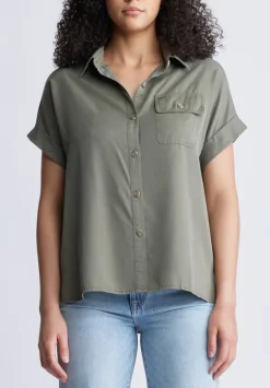 Milly Women's Short Sleeve Shirt, Khaki - WT0132S