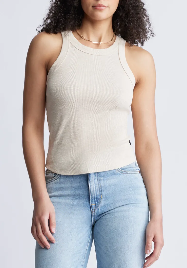 Regine Women's Ribbed Tank Top, Beige - KT0141S
