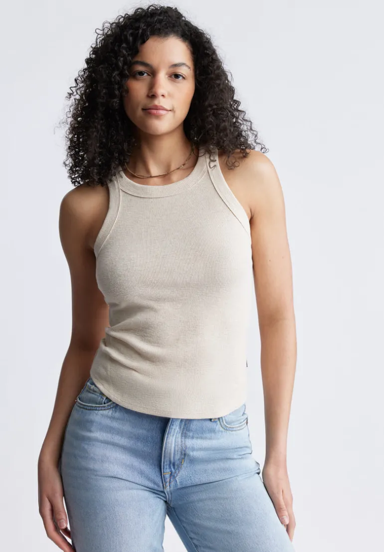 Regine Women's Ribbed Tank Top, Beige - KT0141S