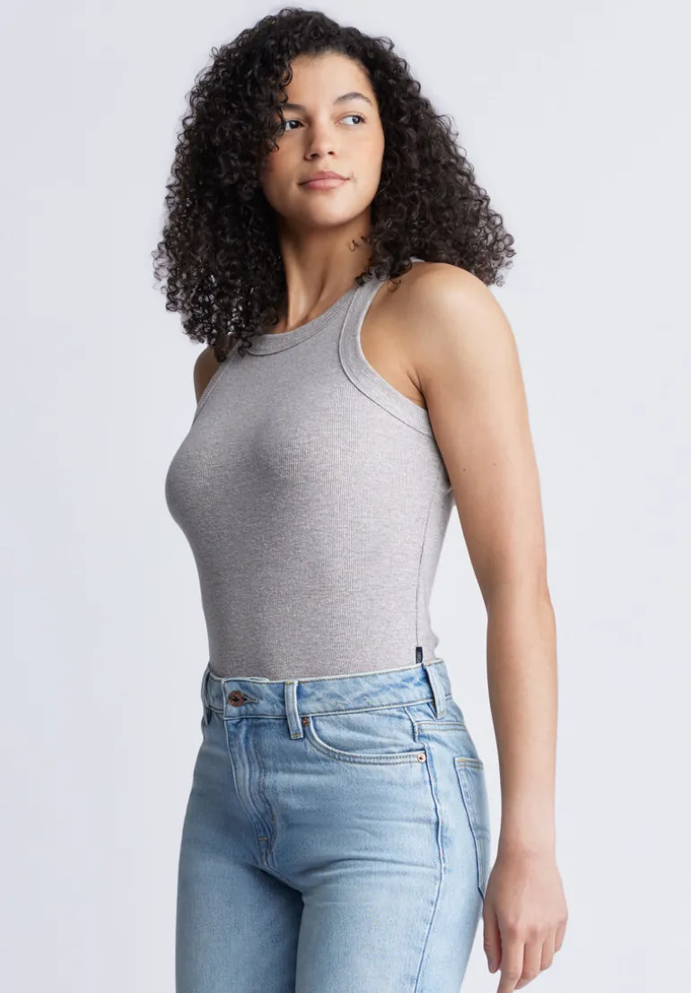 Regine Women's Ribbed Tank Top, Heather Grey - KT0141S