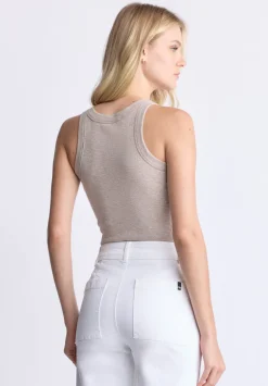 Regine Women's Ribbed Tank Top, Flax Beige - KT0119H