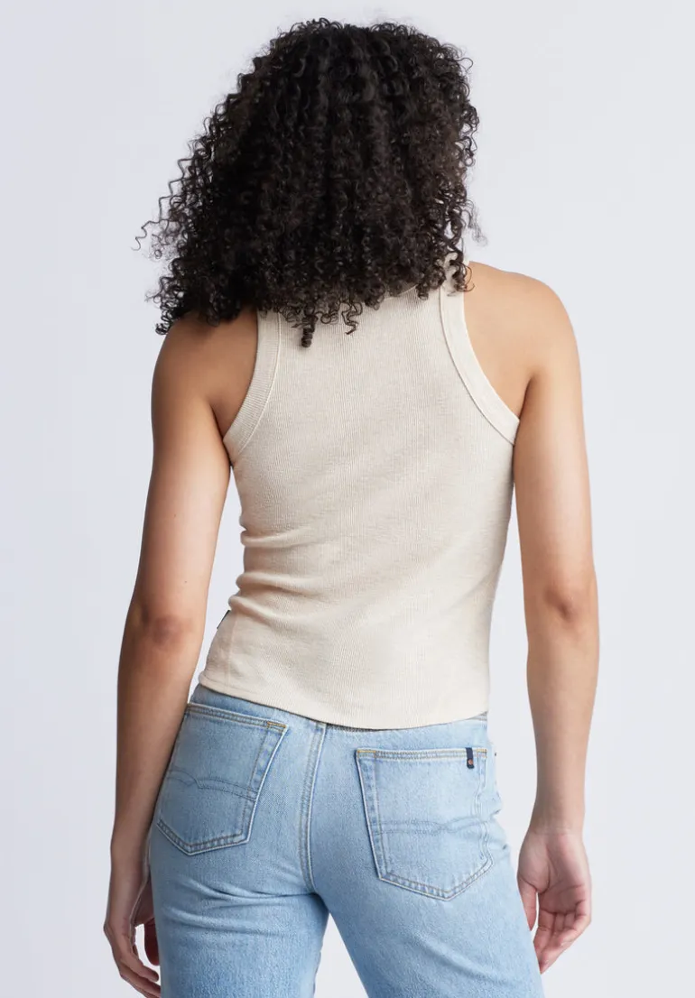 Regine Women's Ribbed Tank Top, Beige - KT0141S