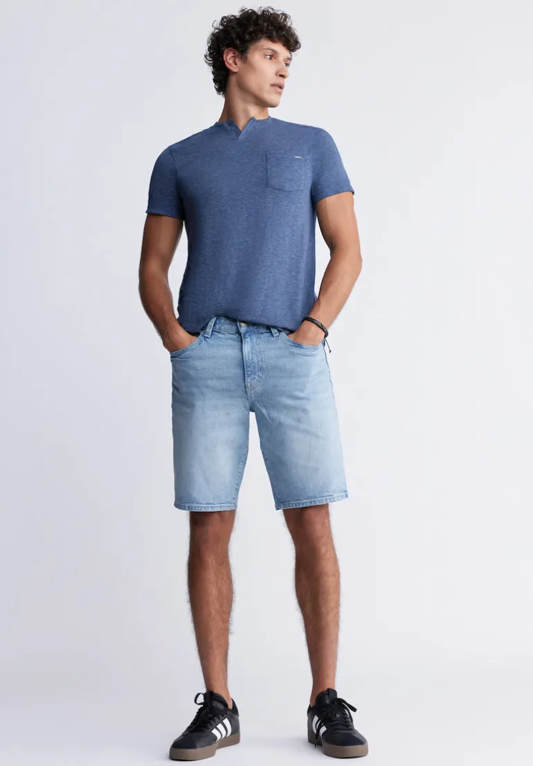 Relaxed Straight Dean Men's Denim Shorts, Authentic Worn - BM22952