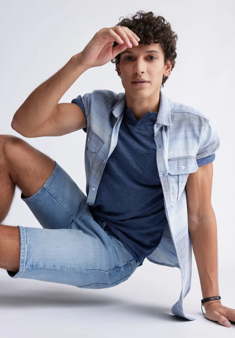 Relaxed Straight Dean Men's Denim Shorts, Authentic Worn - BM22952