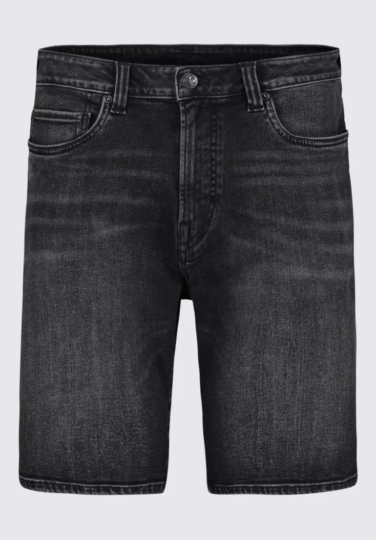 Relaxed Straight Dean Men's Denim Shorts in Crinkled Black - BM22849