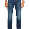 Relaxed Straight Driven Men's Jeans in Dark Blue Sanded- BM22640