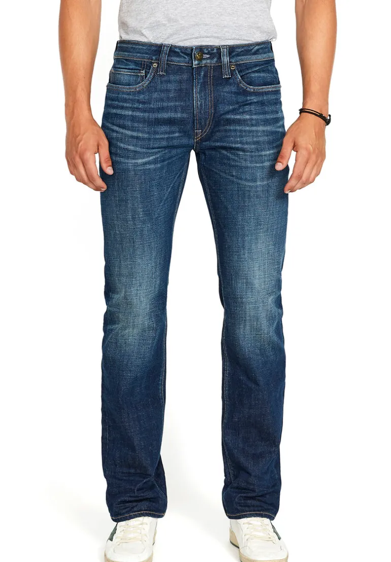 Relaxed Straight Driven Men's Jeans in Dark Blue Sanded- BM22640