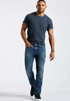 Relaxed Straight Driven Men's Jeans, Authentic Worked Indigo - BM26060