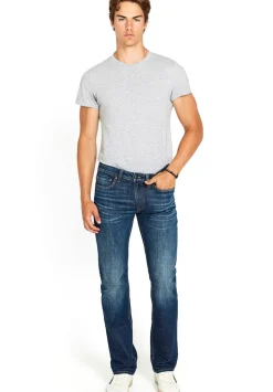 Relaxed Straight Driven Men's Jeans in Dark Blue Sanded- BM22640