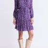 Rochelle Women's Floral Print Long-Sleeve Dress, Purple - WD0064H