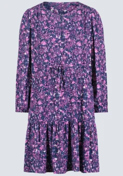 Rochelle Women's Floral Print Long-Sleeve Dress, Purple - WD0064H