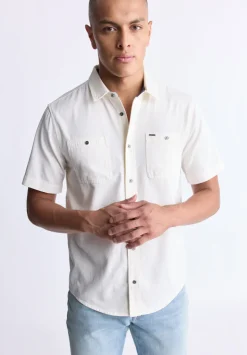 Sagrino Men's Short-Sleeve Utility Shirt, Milk - BM24501
