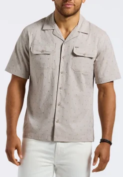 Salaman Men's Short-Sleeve Patterned Shirt with Chest Pockets, Tuffet Beige - BM24552