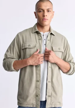 Salto Men's Utility Button-Up Shirt Jacket, Army Green - BM24497
